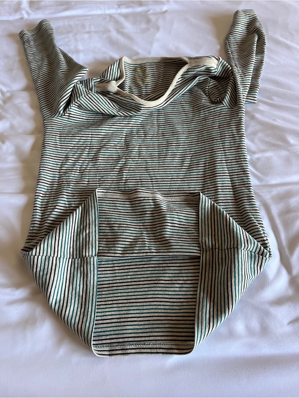 Vintage Faded Glory Size S Green & Black Striped Boatneck Long Sleeve Top - Picture 13 of 15